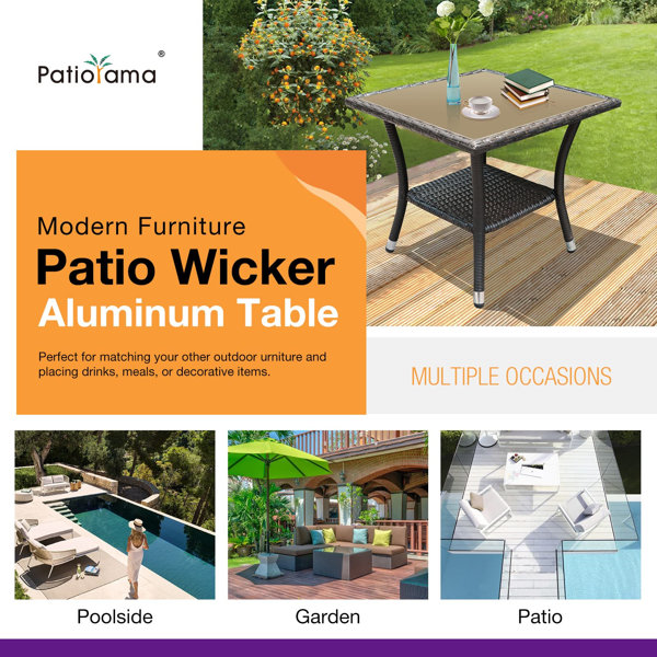 Winston Porter Yayla Glass Outdoor Coffee Table Wayfair